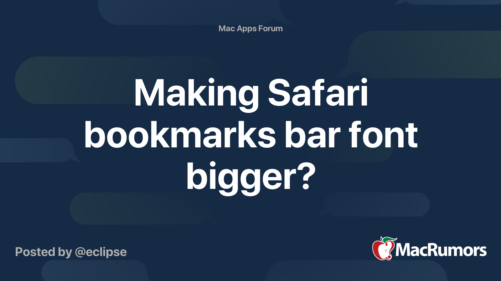 Making Safari bookmarks bar font bigger? MacRumors Forums