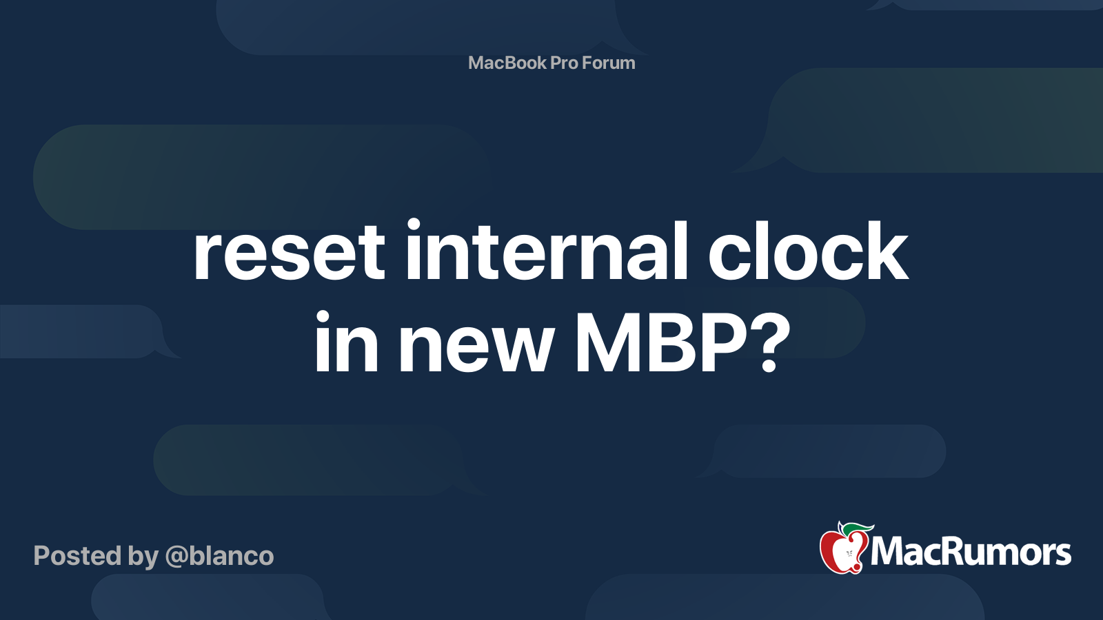 reset internal clock in new MBP? MacRumors Forums