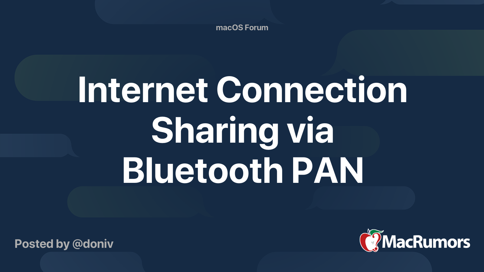 Connection Sharing via Bluetooth PAN MacRumors Forums