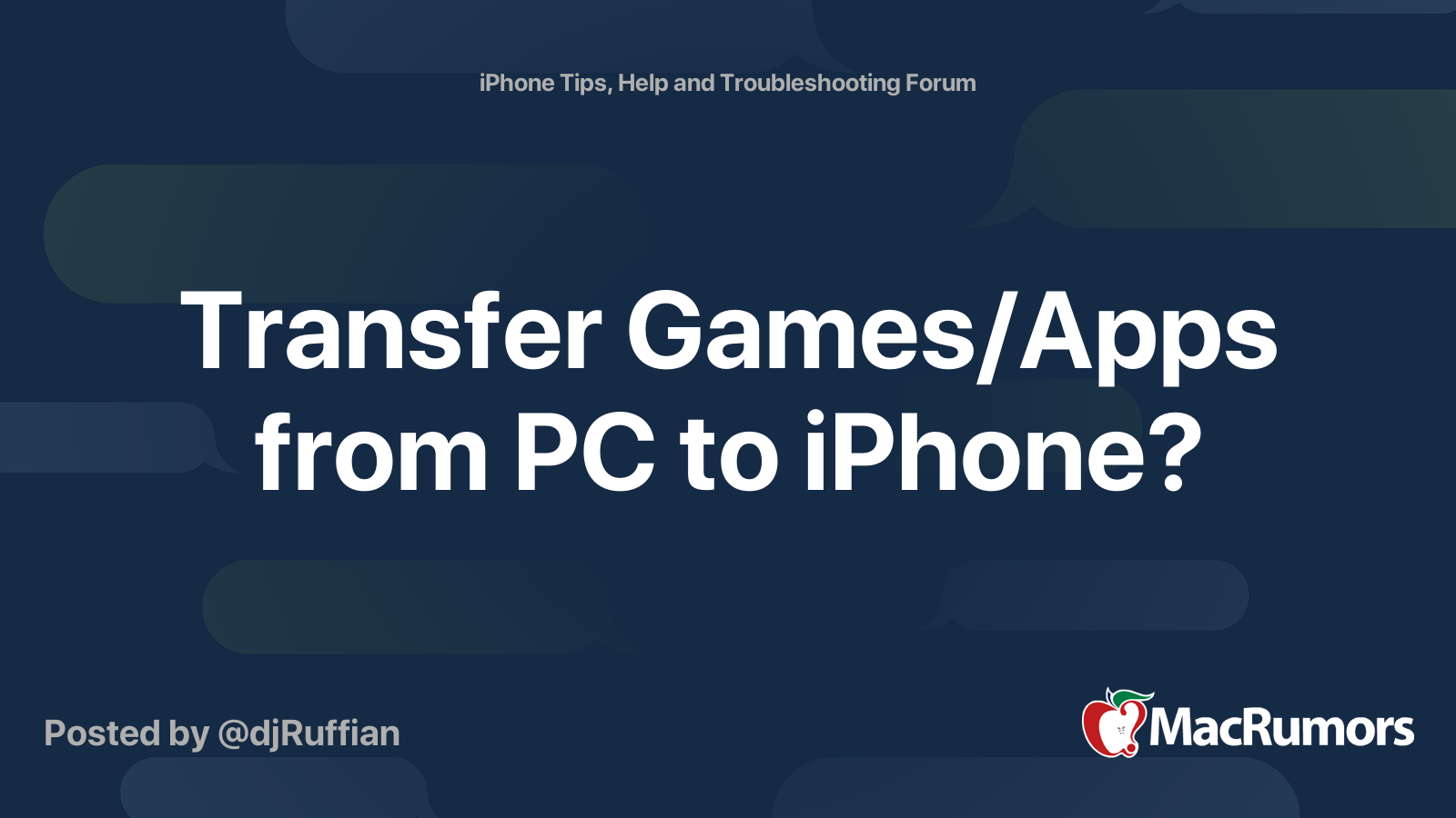 Transfer Games/Apps from PC to iPhone? MacRumors Forums