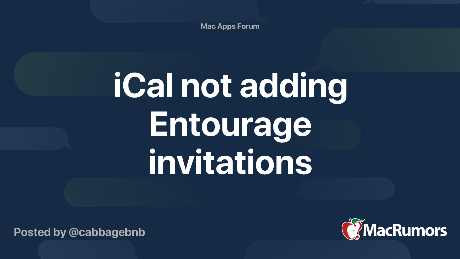 iCal not adding Entourage invitations MacRumors Forums