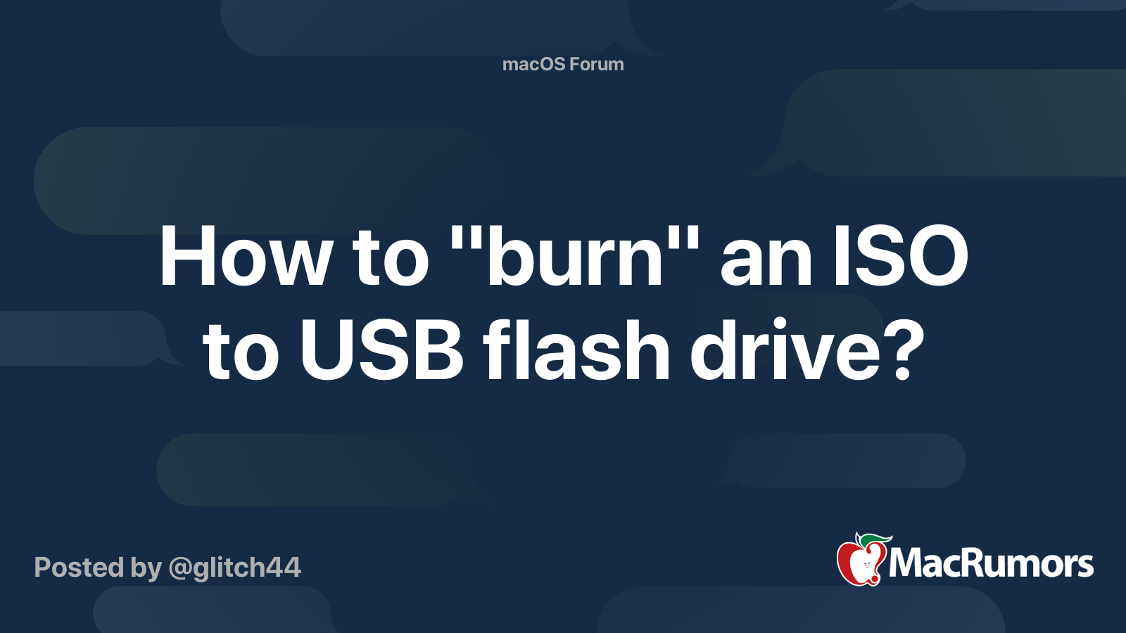 How to "burn" an ISO to USB flash drive? MacRumors Forums