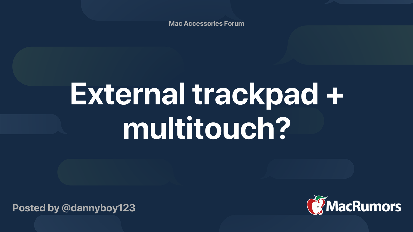 External trackpad + multitouch? MacRumors Forums