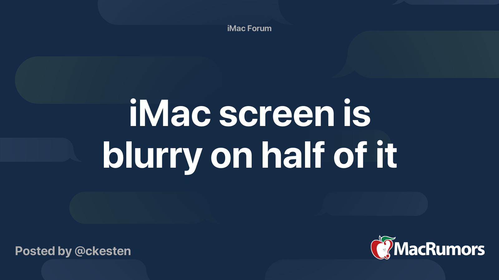 iMac screen is blurry on half of it MacRumors Forums