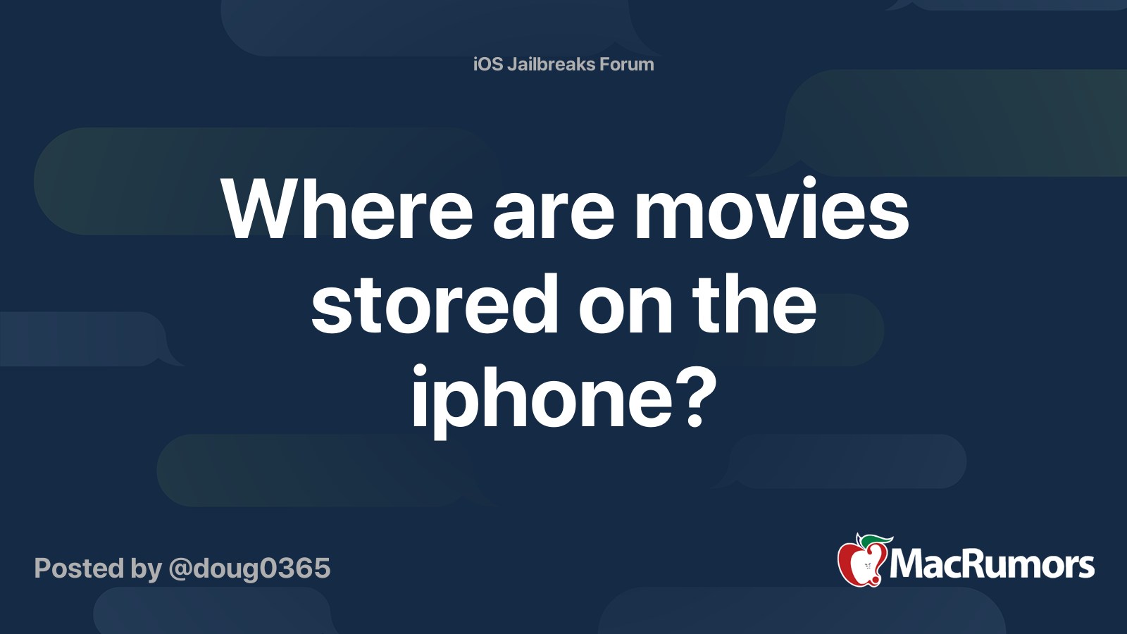 Where are movies stored on the iphone? MacRumors Forums