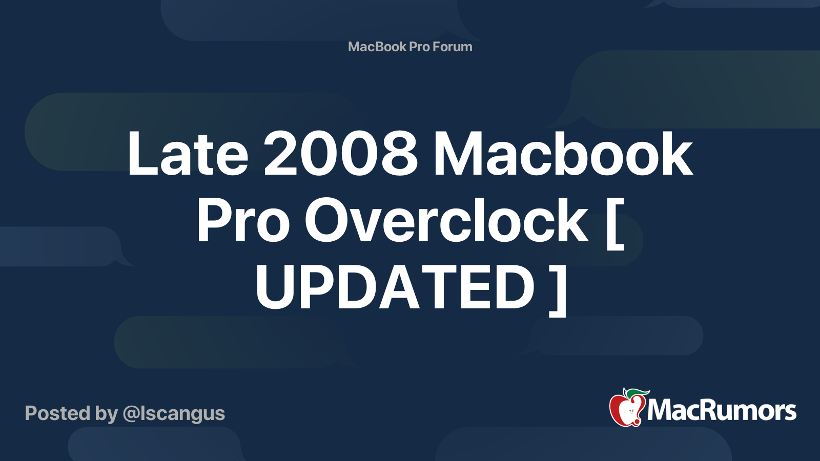 Late 2008 Macbook Pro Overclock [ UPDATED ] MacRumors Forums