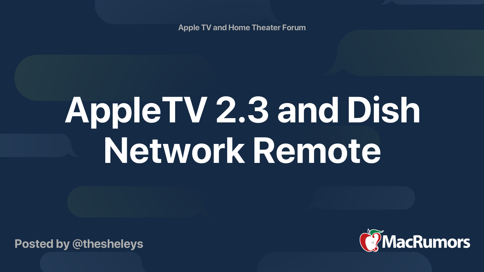 AppleTV 2.3 and Dish Network Remote MacRumors Forums