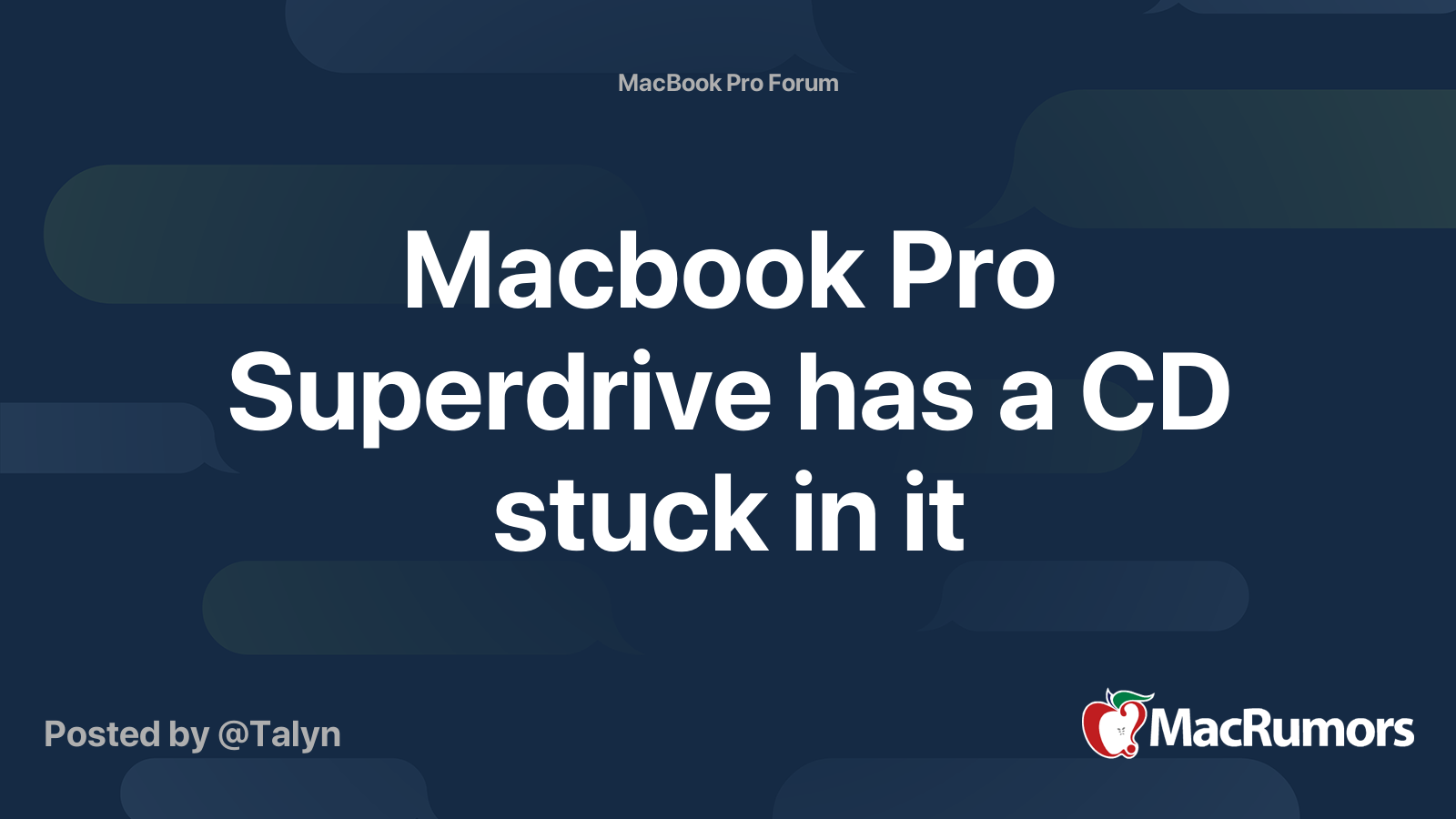 Macbook Pro Superdrive has a CD stuck in it MacRumors Forums