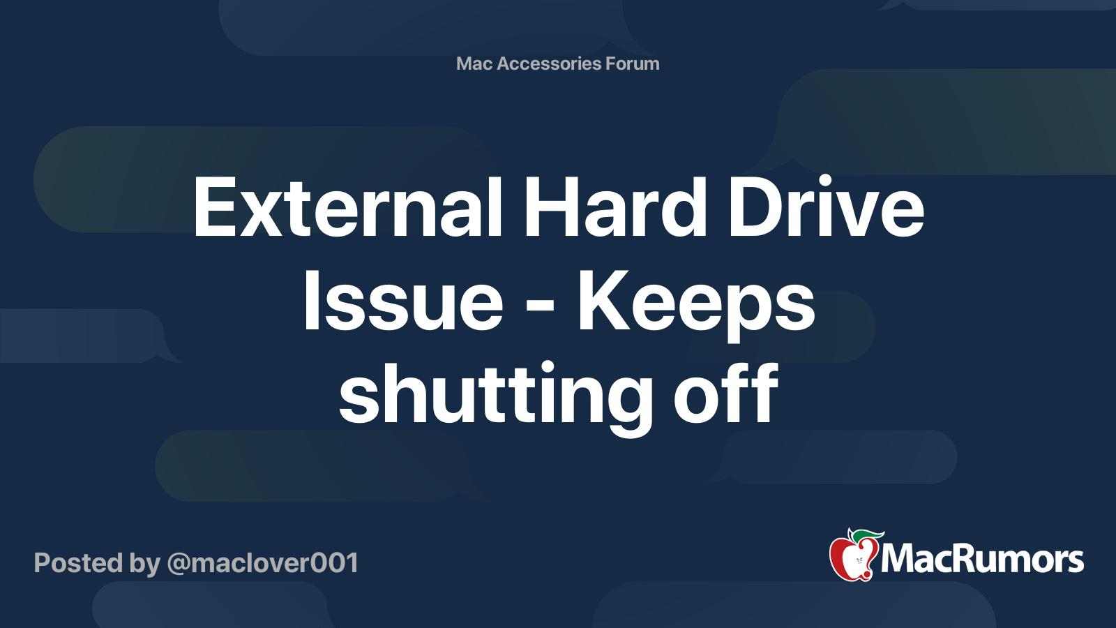 External Hard Drive Issue Keeps shutting off MacRumors Forums
