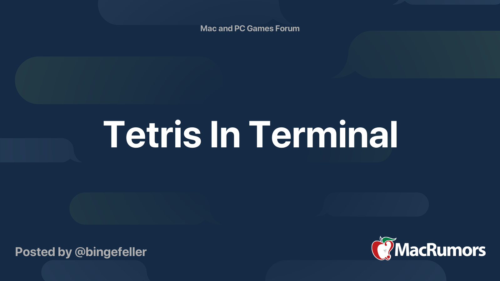 Tetris In Terminal | MacRumors Forums