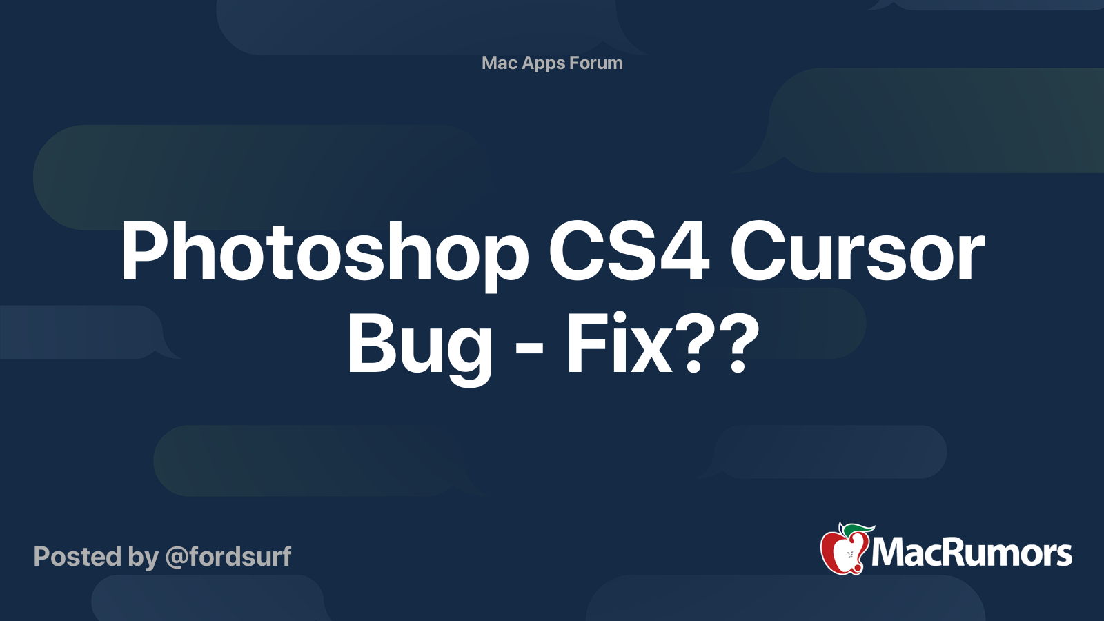 Photoshop CS4 Cursor Bug - Fix?? | MacRumors Forums