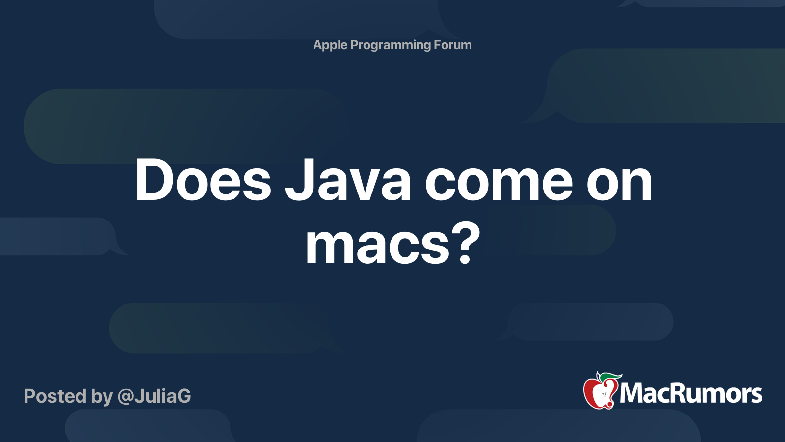 Does Java come on macs? MacRumors Forums