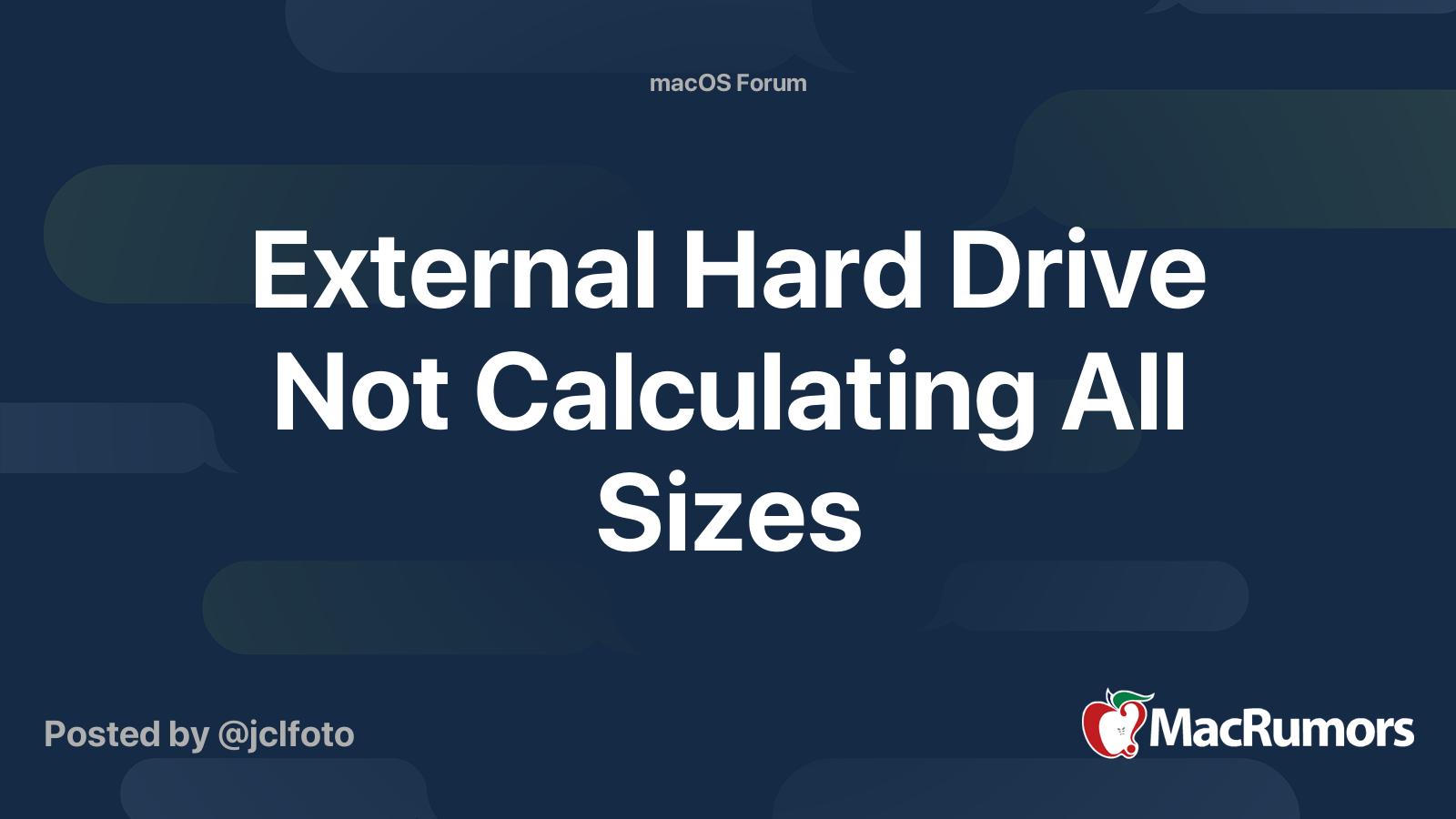 External Hard Drive Not Calculating All Sizes MacRumors Forums
