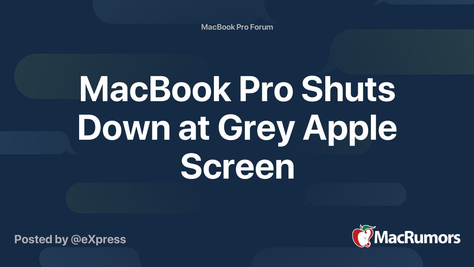 MacBook Pro Shuts Down at Grey Apple Screen MacRumors Forums