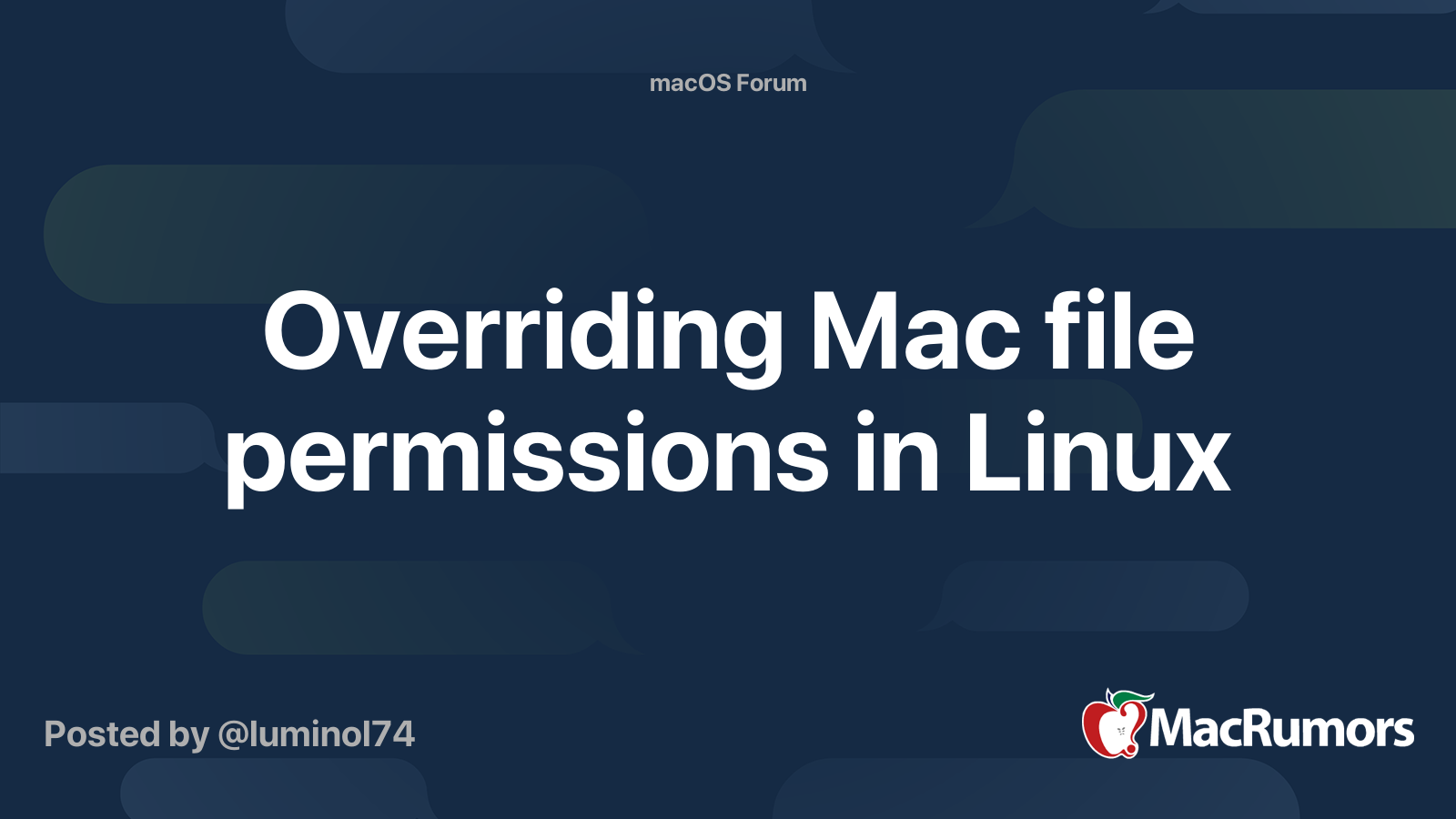 Overriding Mac File Permissions In Linux Macrumors Forums