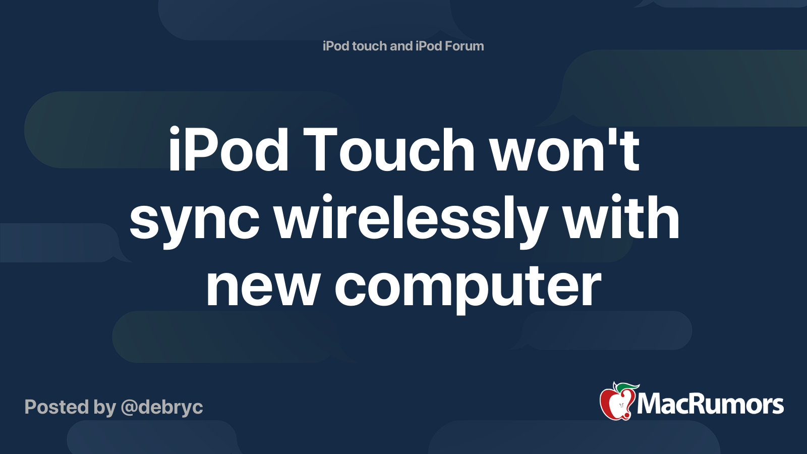 iPod Touch won't sync wirelessly with new computer MacRumors Forums