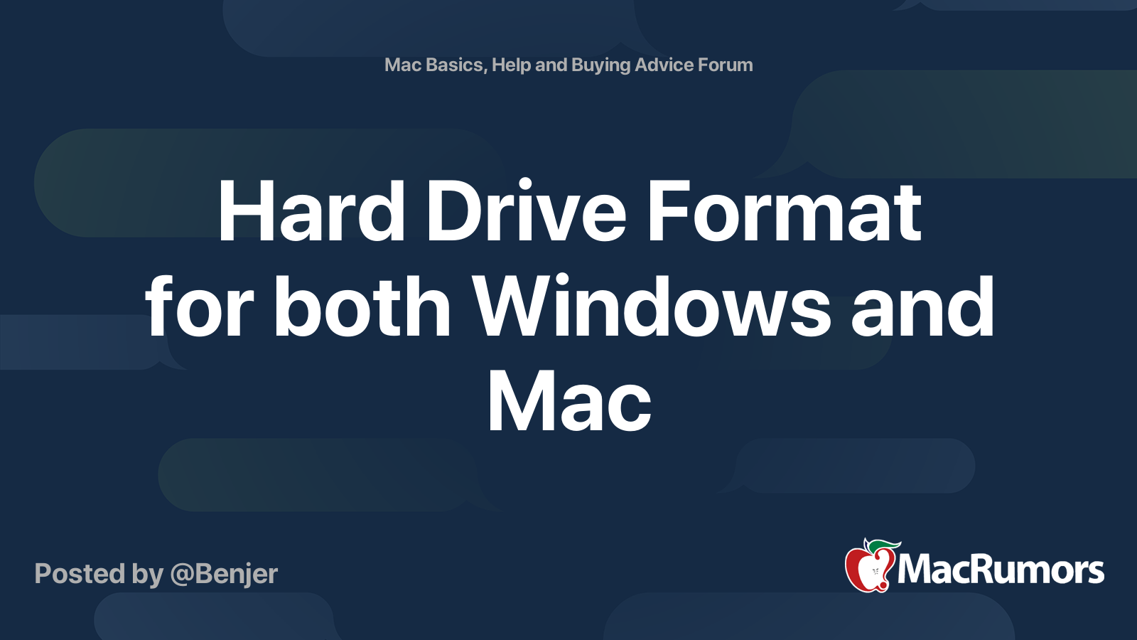 Hard Drive Format For Both Windows And Mac MacRumors Forums