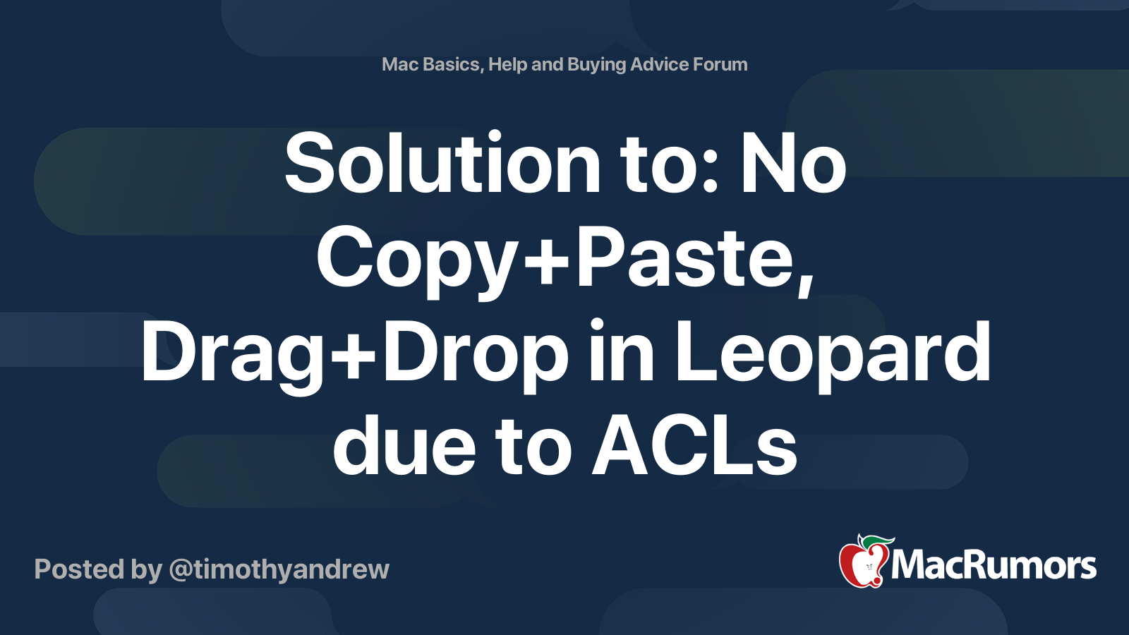 Solution to: No Copy+Paste, Drag+Drop in Leopard due to ACLs ...
