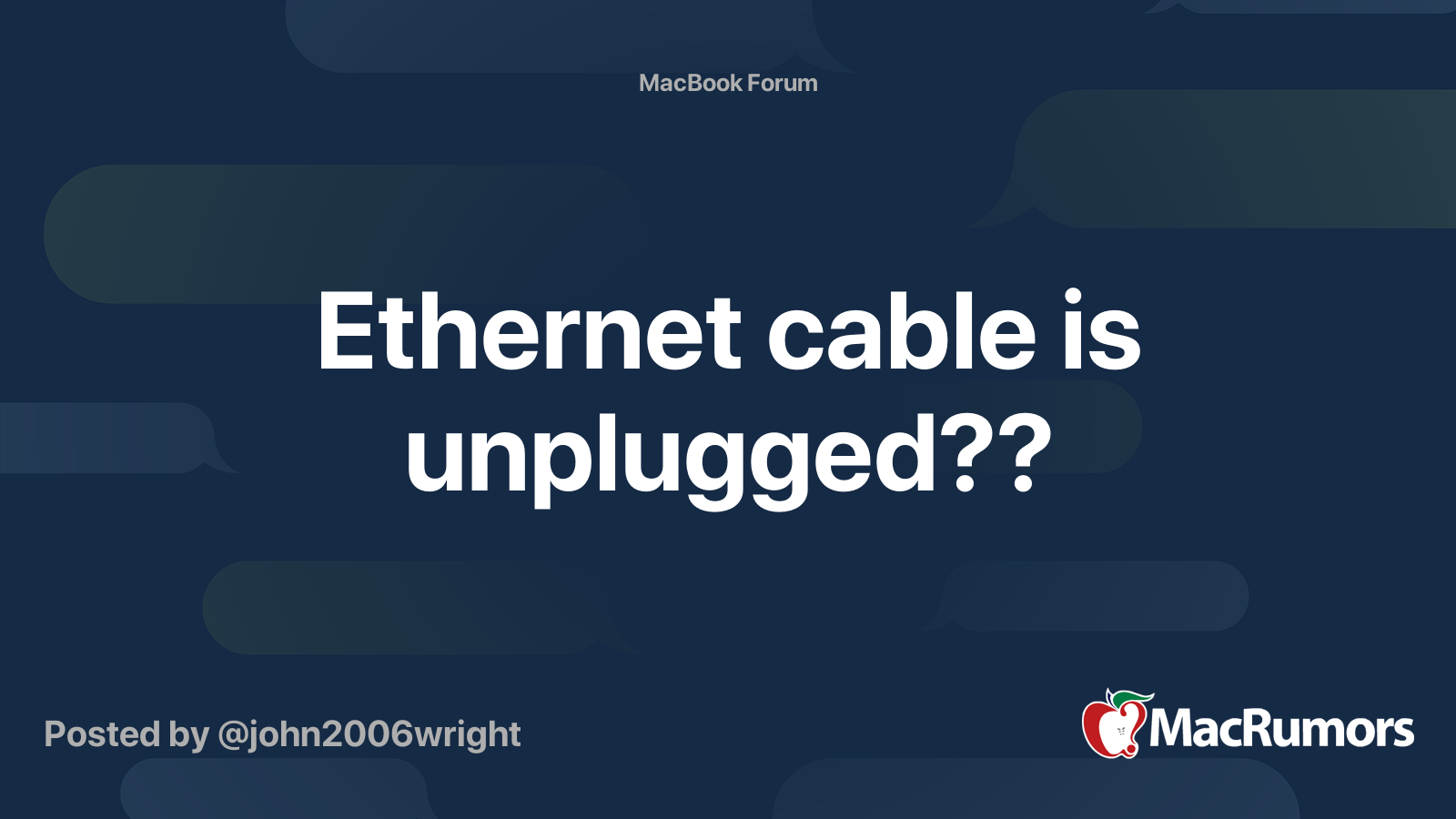 cable is unplugged?? MacRumors Forums
