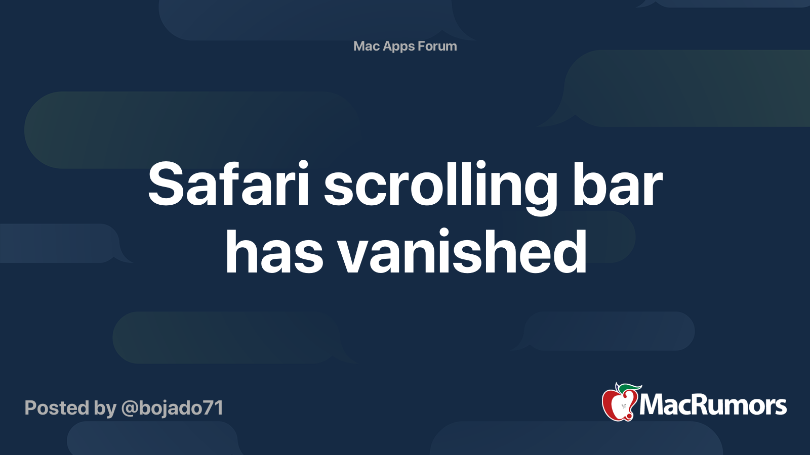 Safari scrolling bar has vanished MacRumors Forums