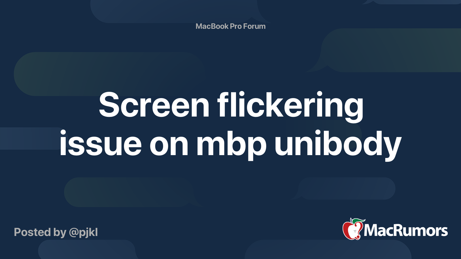 Screen flickering issue on mbp unibody | MacRumors Forums