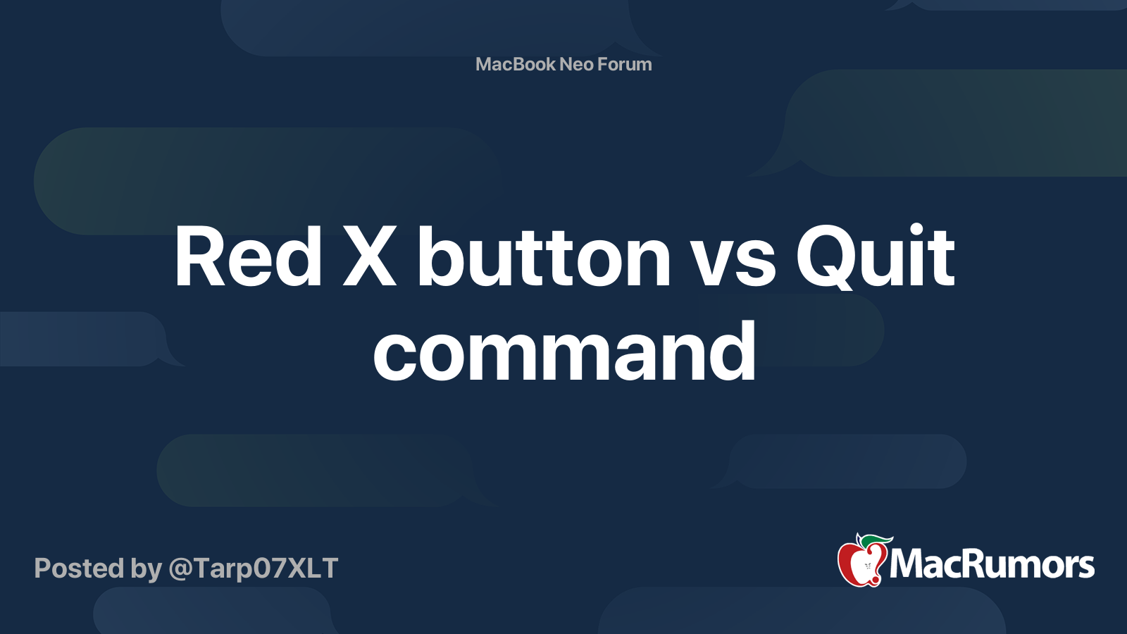 Red X button vs Quit command | MacRumors Forums