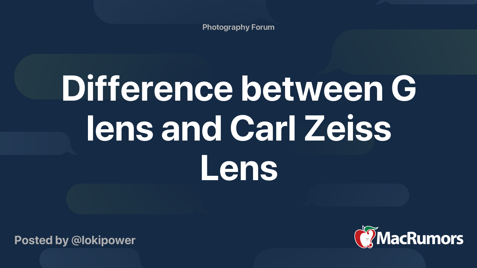 Difference between G lens and Carl Zeiss Lens MacRumors Forums
