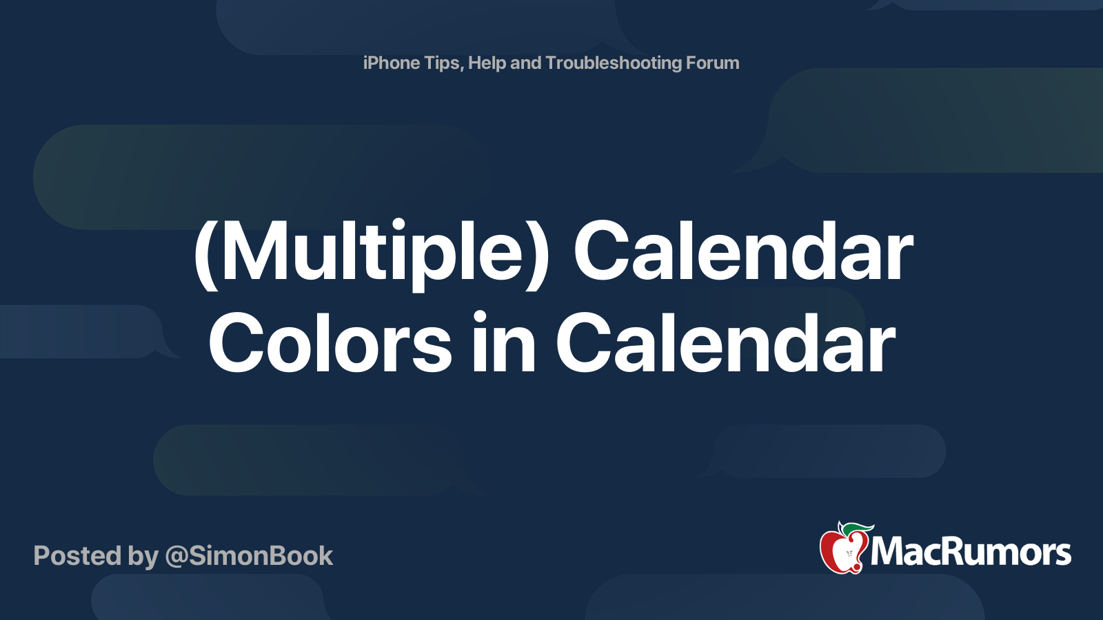 (Multiple) Calendar Colors in Calendar | MacRumors Forums