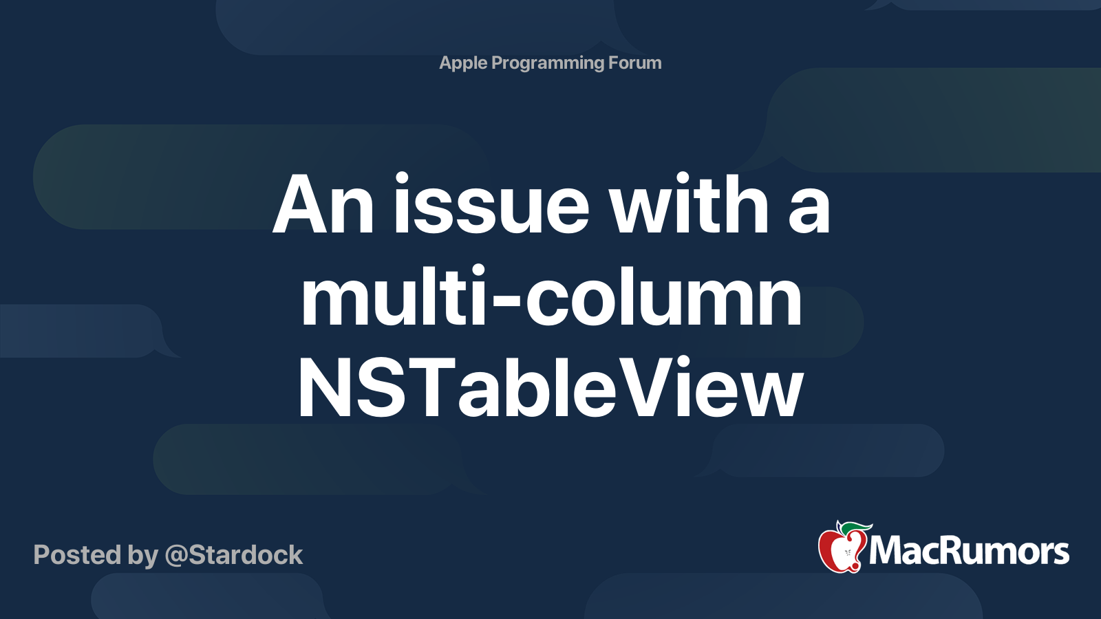 An issue with a multi-column NSTableView | MacRumors Forums