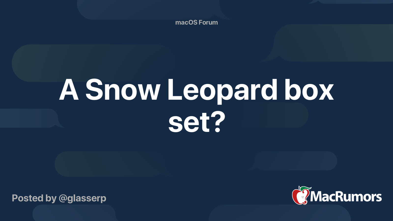 A Snow Leopard box set? | MacRumors Forums