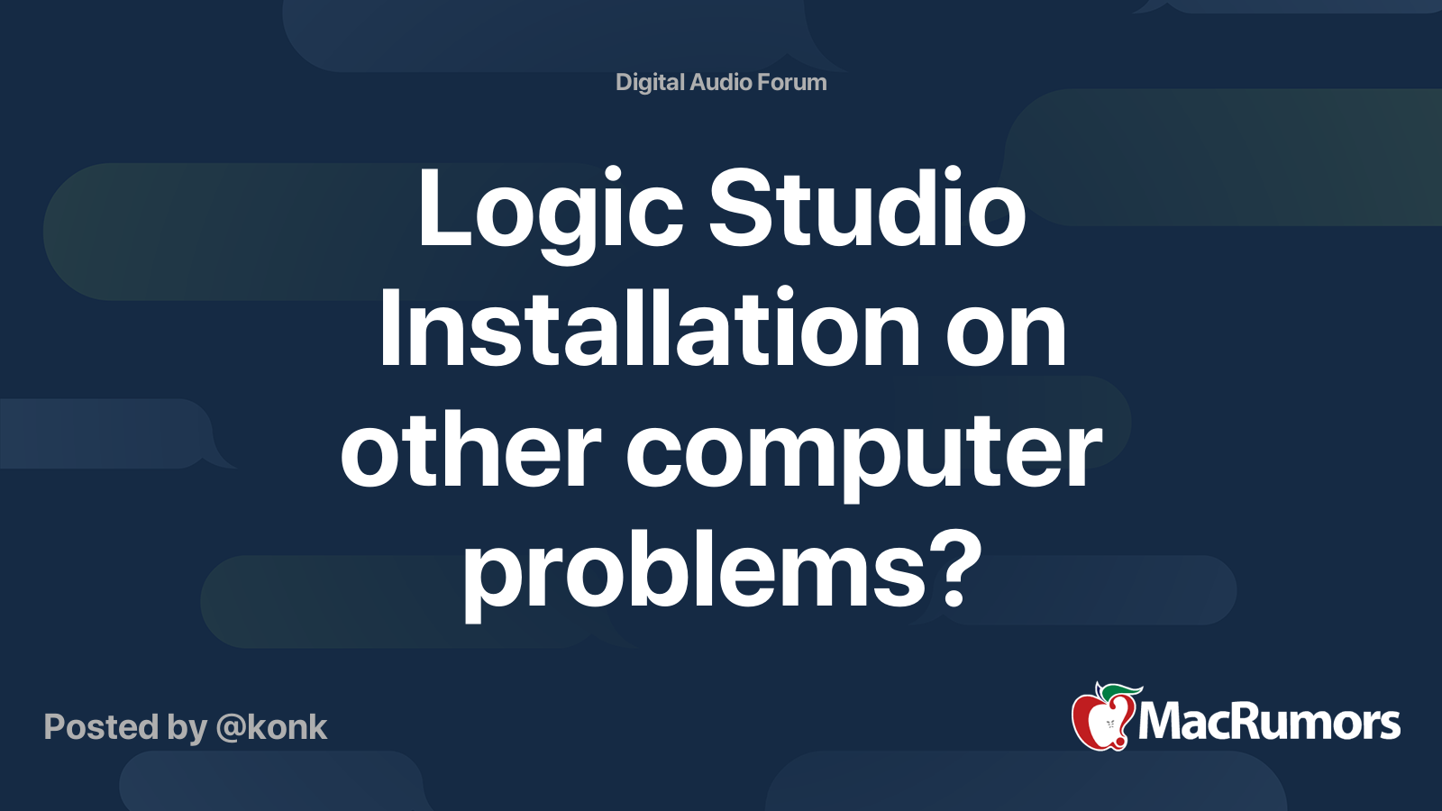 Logic Studio Installation on other computer problems? | MacRumors Forums