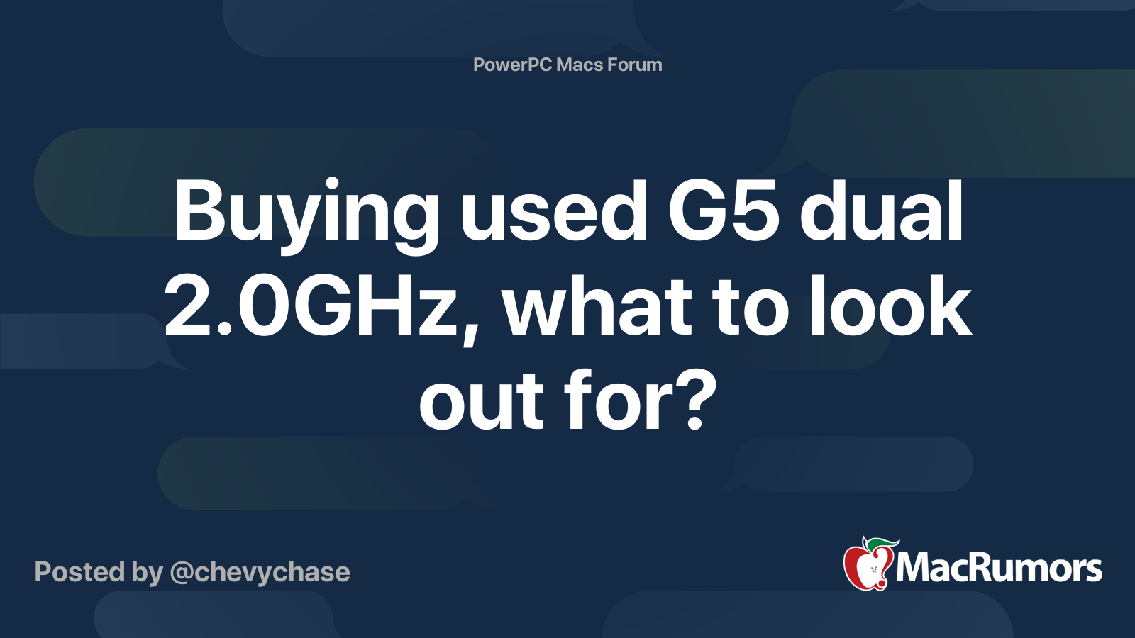 Buying used G5 dual 2.0GHz, what to look out for? | MacRumors Forums