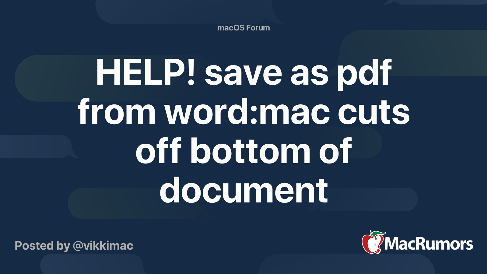 HELP! save as pdf from word:mac cuts off bottom of document | MacRumors ...