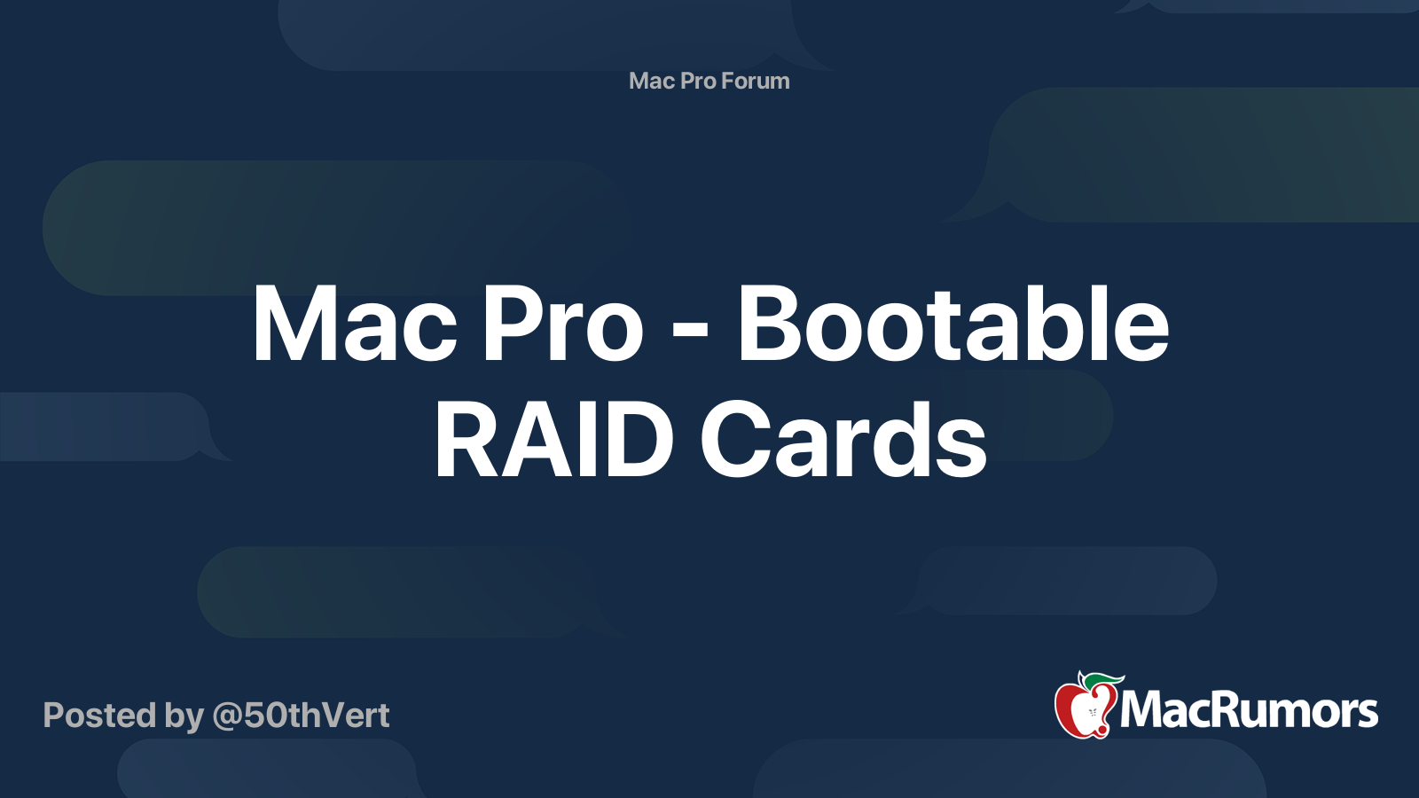 Mac Pro - Bootable RAID Cards | MacRumors Forums