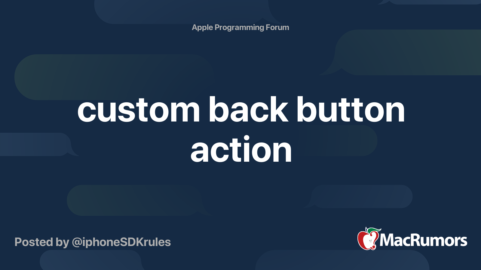 custom back button action | MacRumors Forums