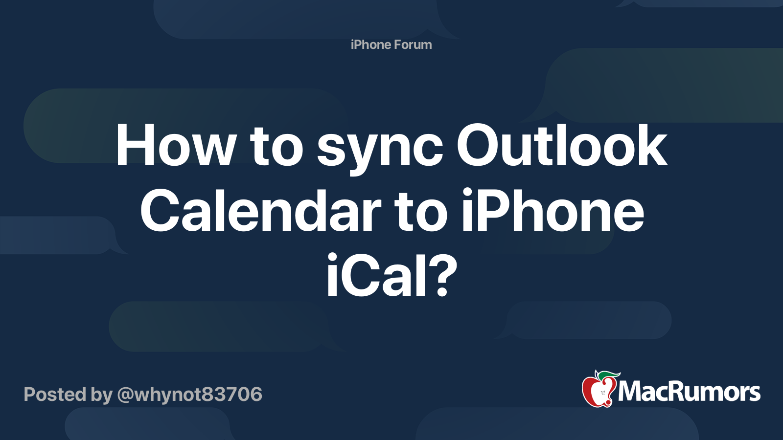 How to sync Outlook Calendar to iPhone iCal? MacRumors Forums