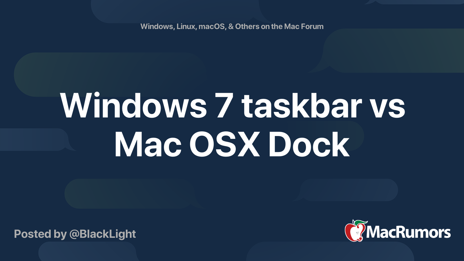 Windows 7 taskbar vs Mac OSX Dock MacRumors Forums