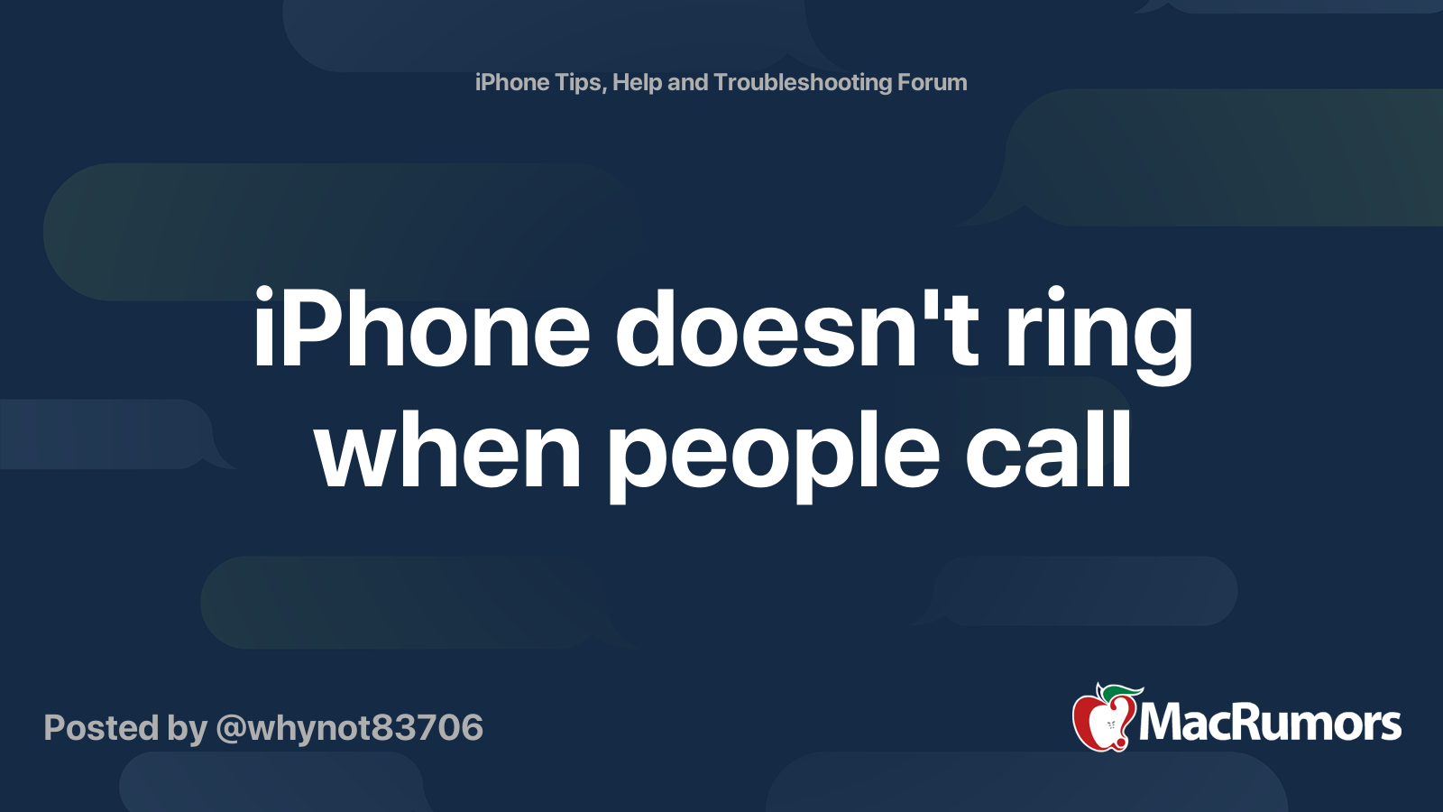 iPhone doesn't ring when people call | MacRumors Forums