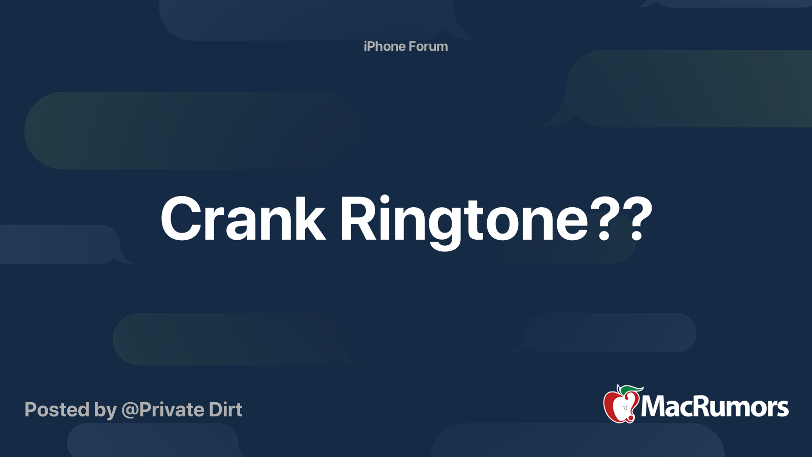 Uitgraving blaas gat Kiezen Crank Ringtone?? | MacRumors Forums