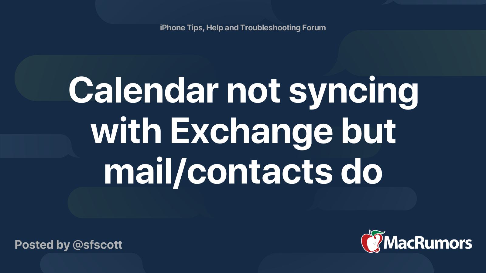 Calendar not syncing with Exchange but mail/contacts do MacRumors Forums