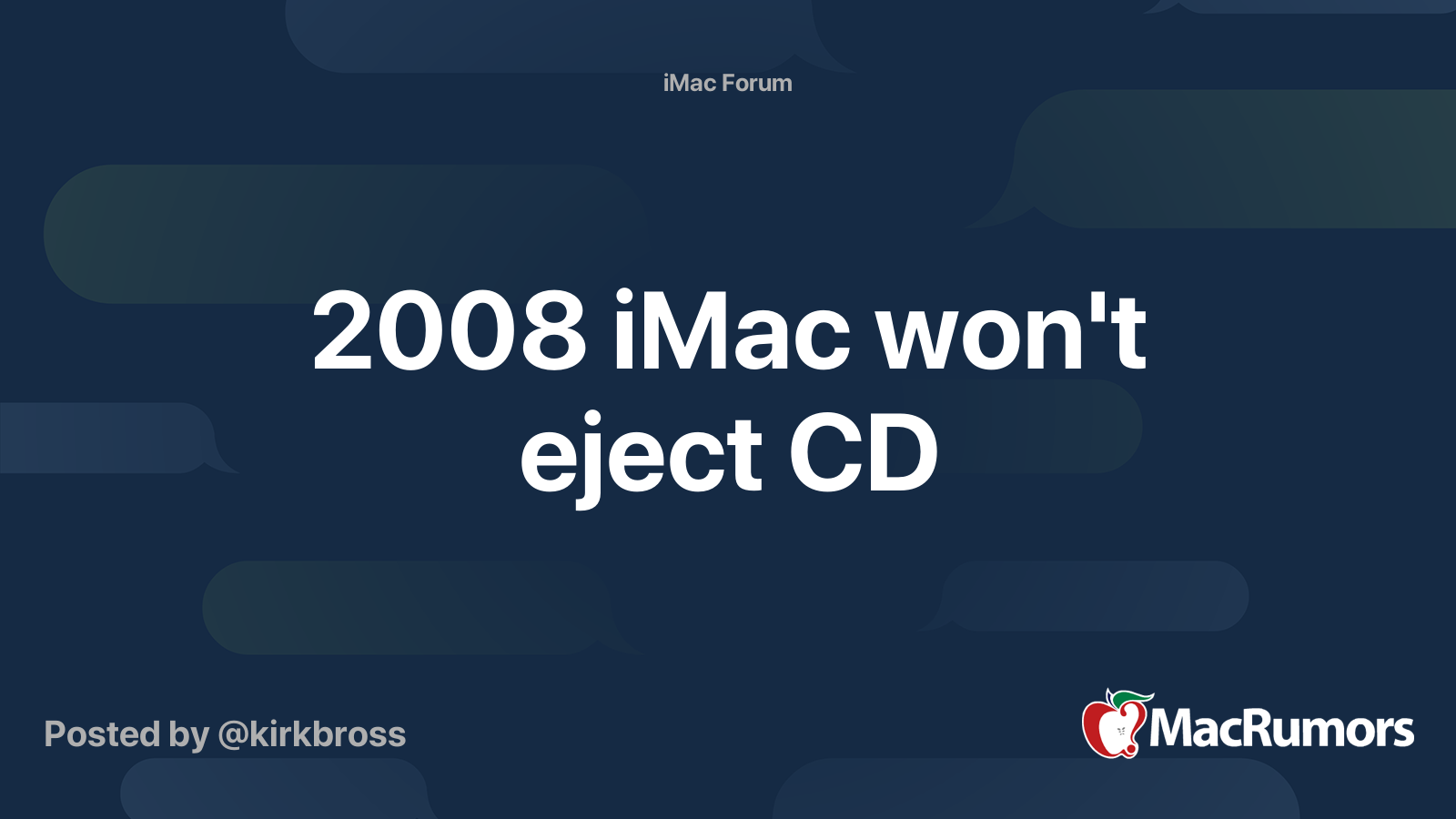 2008 iMac won't eject CD MacRumors Forums