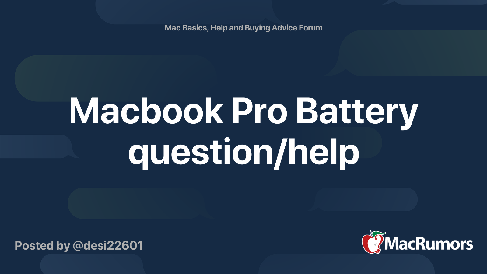 Macbook Pro Battery Question help MacRumors Forums