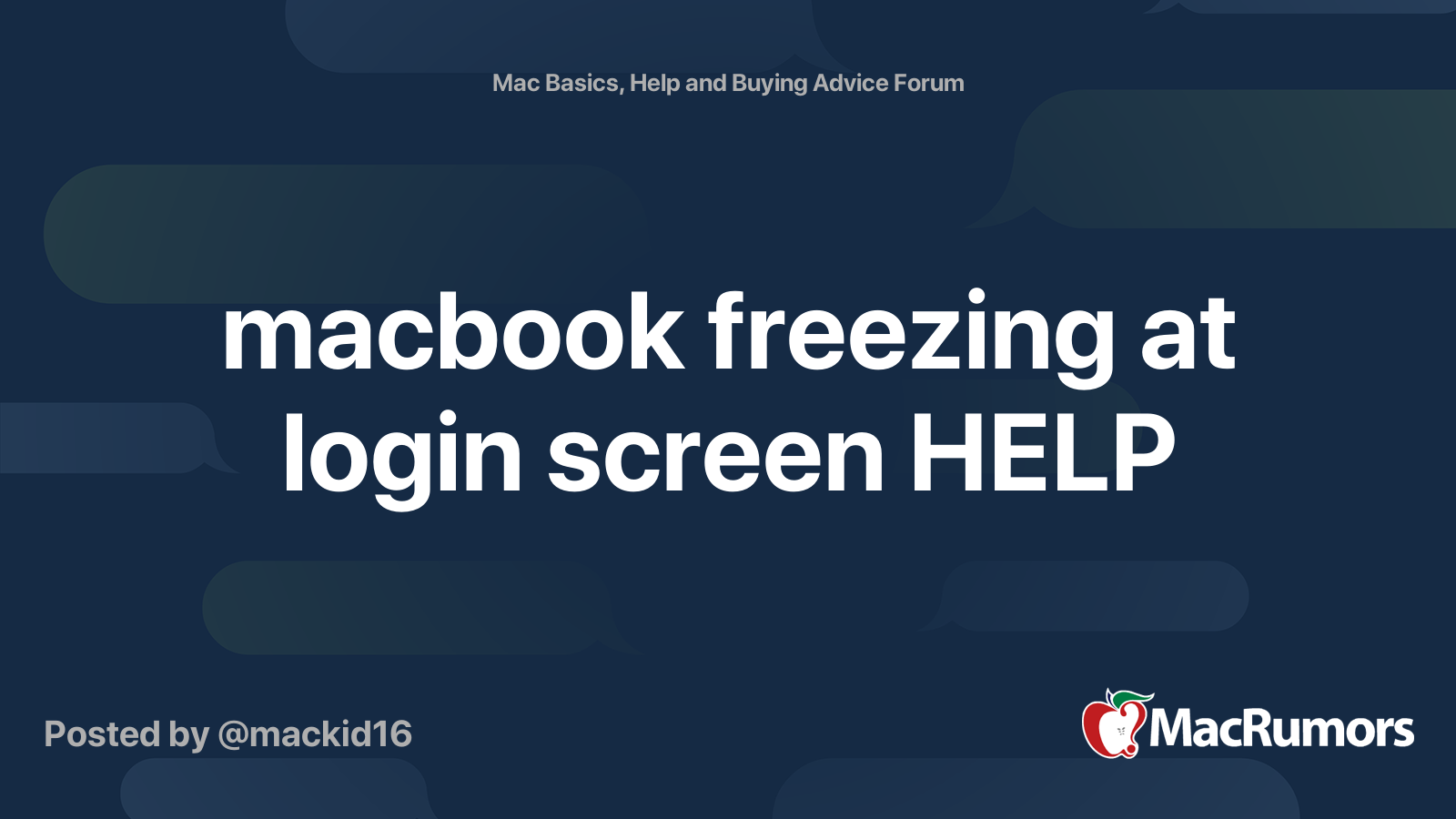 macbook freezing at login screen HELP | MacRumors Forums