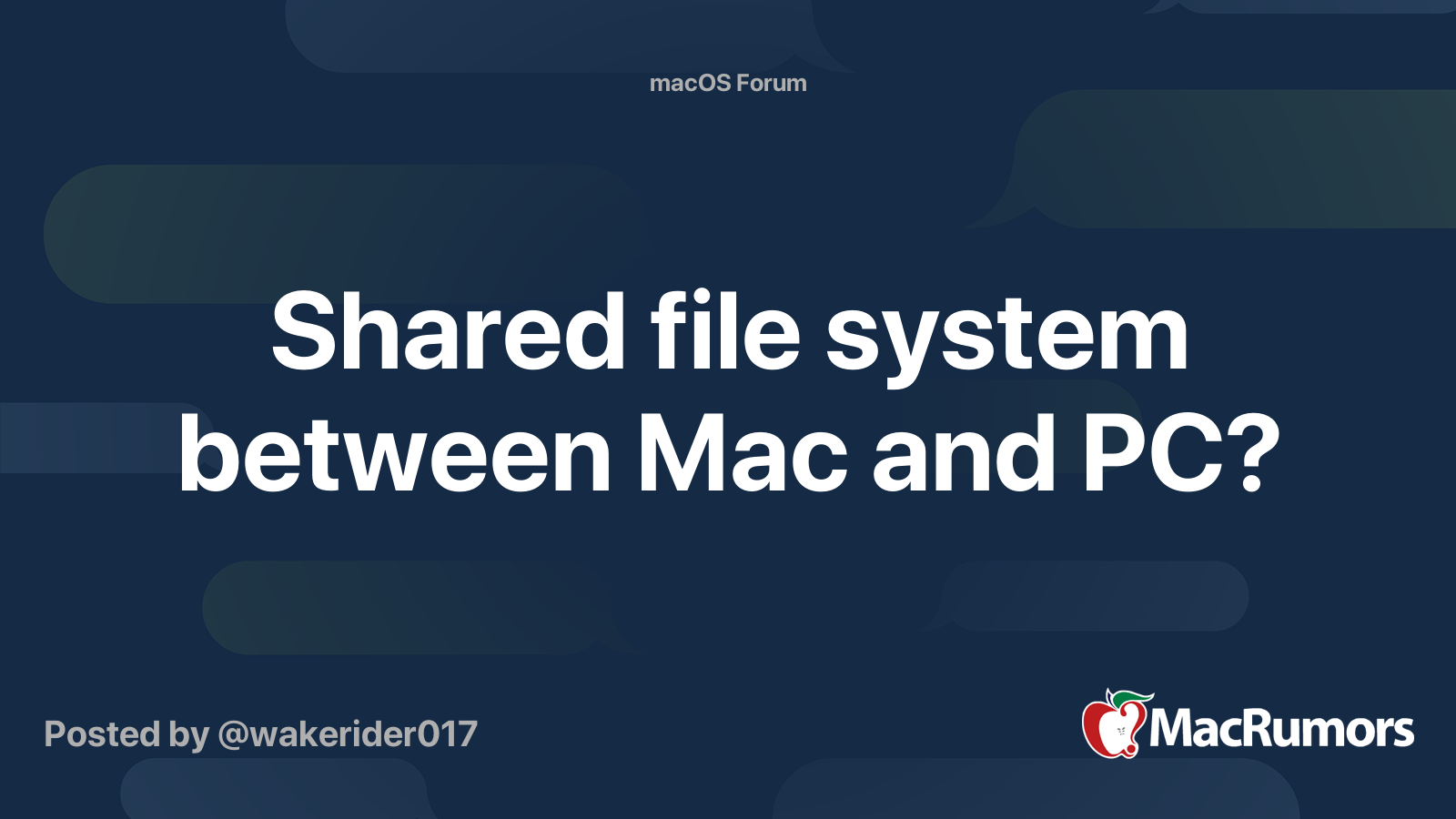 Shared file system between Mac and PC? MacRumors Forums