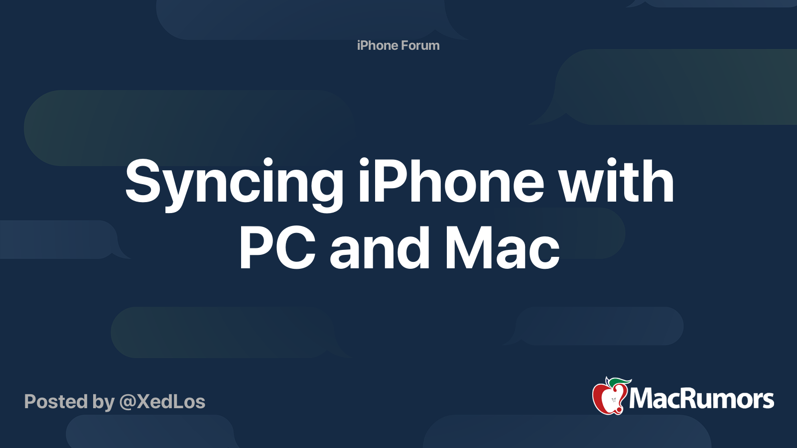 Syncing iPhone with PC and Mac | MacRumors Forums