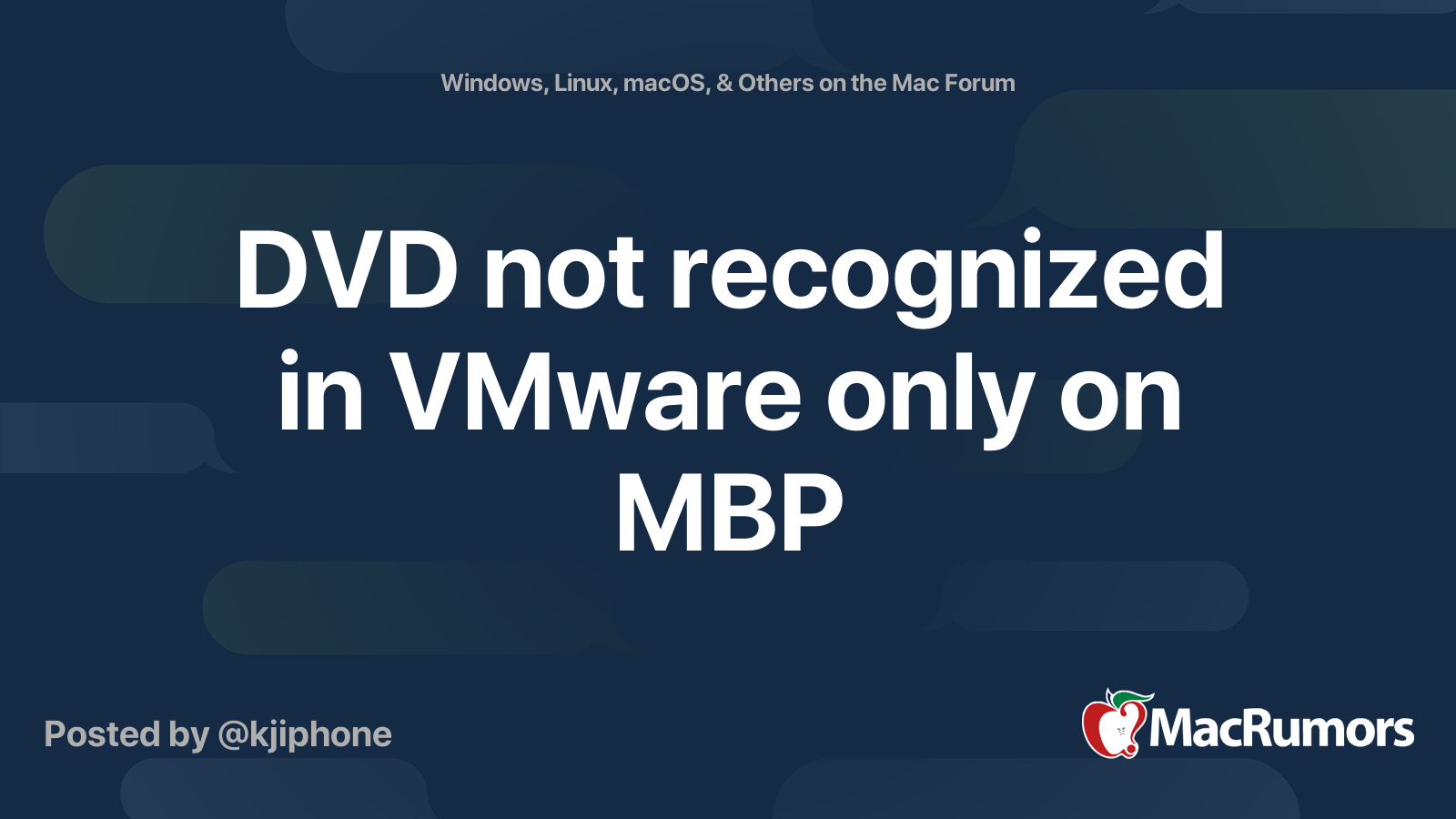 DVD not recognized in VMware only on MBP MacRumors Forums