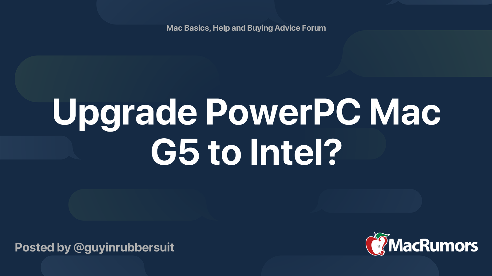 Upgrade Powerpc Mac G5 To Intel Macrumors Forums