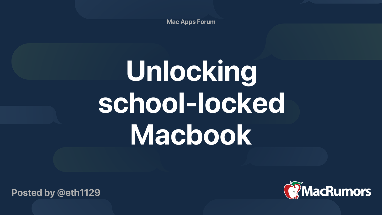 Unlocking school-locked Macbook | MacRumors Forums