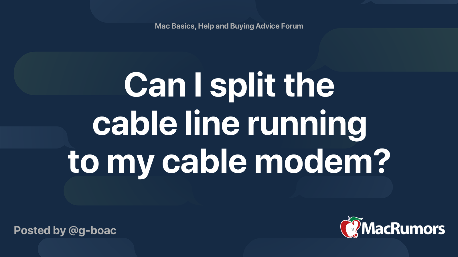 Can I split the cable line running to my cable modem? MacRumors Forums