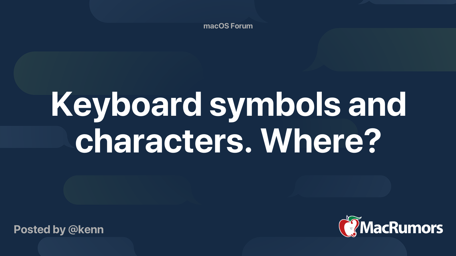 Keyboard Symbols And Characters Where MacRumors Forums